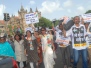 Protest against hike in rail fares in Mumbai.